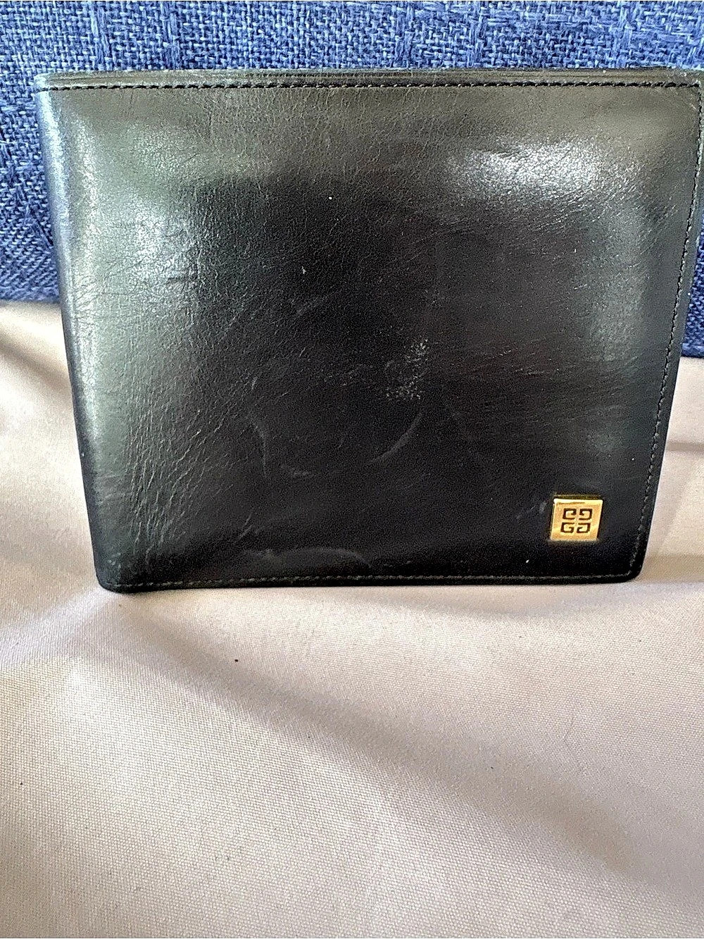 Vintage Givenchy Black Leather Bifold Wallet 4G Logo with Coin Pocket